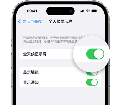 丹东苹果15预约维修分享iPhone15如何设置全天候显示屏幕可见 